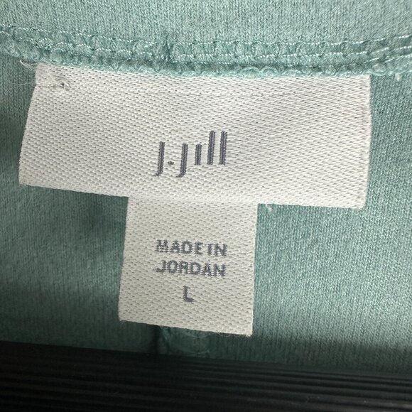 J JIll Top Womens Large Green Stretch Knit Mock Neck Long Sleeve Pullover Shirt - Picture 5 of 8